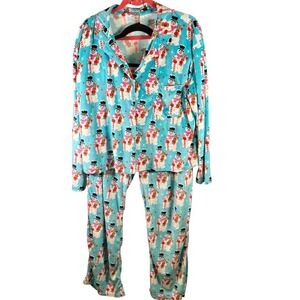 Holiday Time XL Womens Pajama Set Blue Snowman Christmas Sleepwear Loungewear